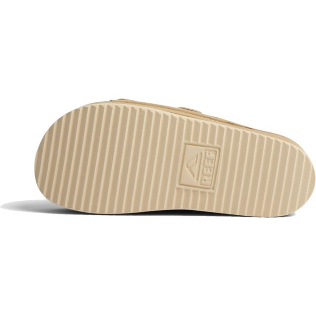 Sole of Women's Reef Ojai Gigi Platform Sandal in Starfish tan suede with beige tread