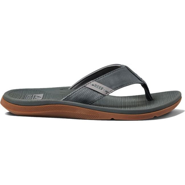 Lateral side of Men's Reef Santa Ana Flip Flop in Grey leather