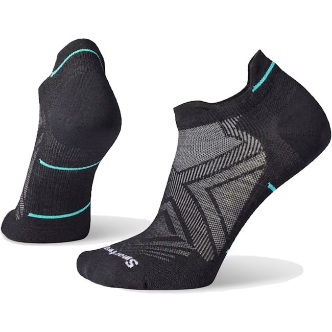 Black Smartwool Women's Run Low Zero Cushion Ankle Sock