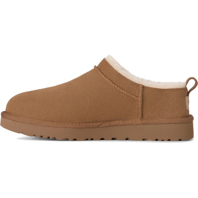 Medial side of UGG Women's Classic Micro Boot in chestnut brown suede