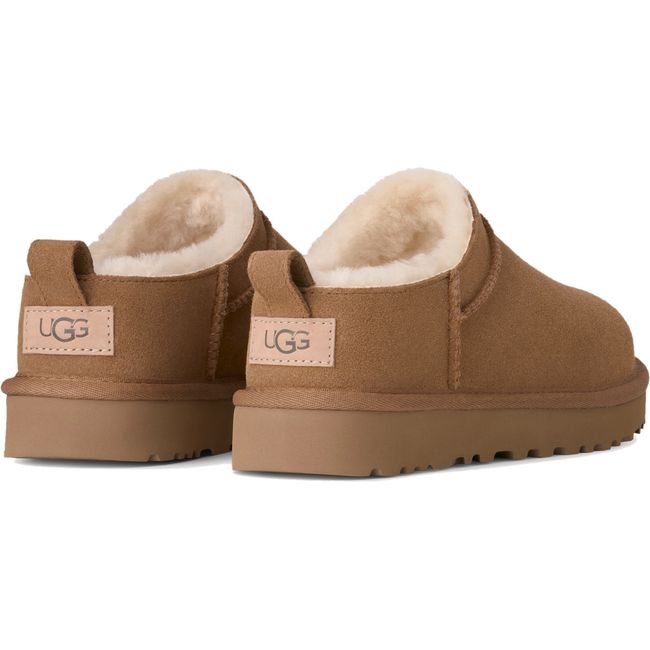 Heel of UGG Women's Classic Micro Boot in chestnut brown suede