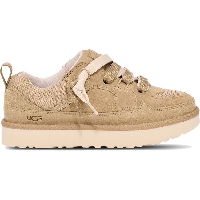 Side of UGG Men's Lo Lowmel Sneaker in mustard seed beige