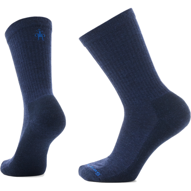 Pair of Smartwool Unisex Everyday Solid Rib Crew Sock in Deep Navy