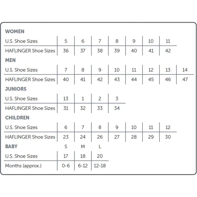 Haflinger Size Chart