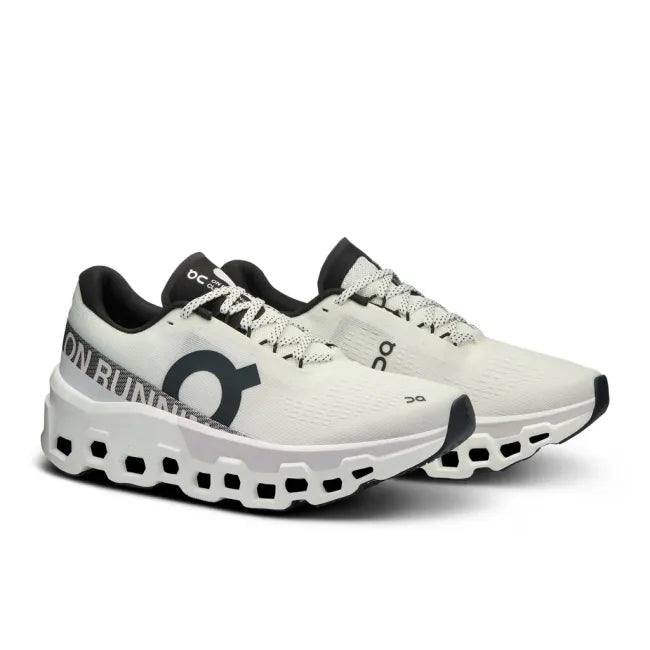 Pair of On Running Women's Cloudmonster 2 Running Shoes in Undyed White Frost