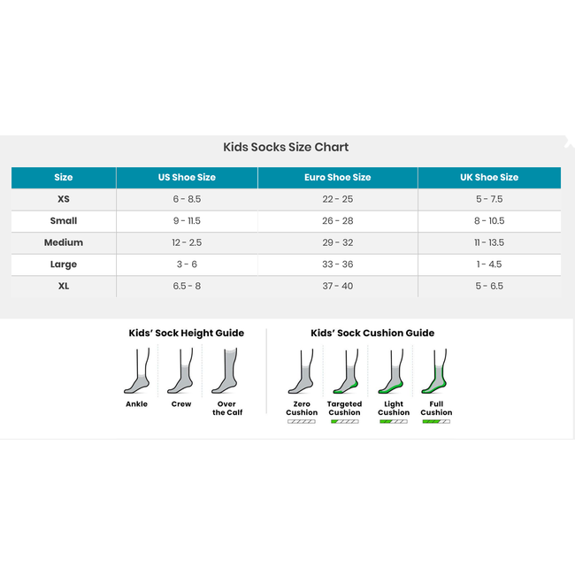 Smartwool Kids Sock Size Chart