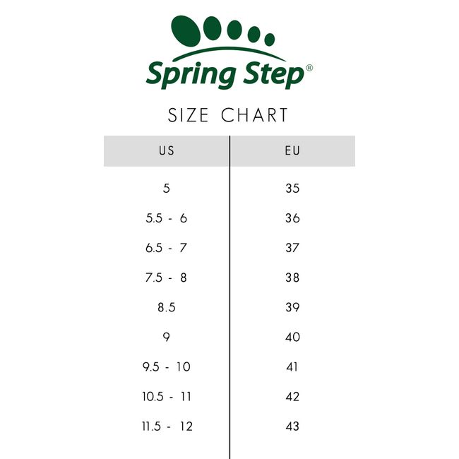 Spring Step Size Chart US to EU