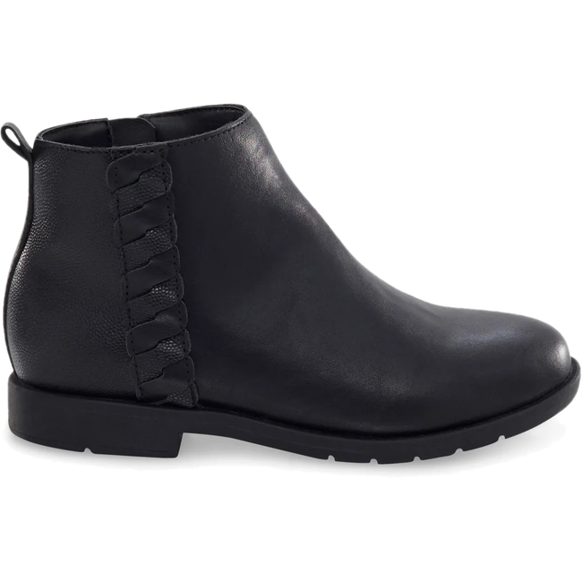Lateral side of Stride Rite Carolyn Ankle Boot for Kids in Black Leather