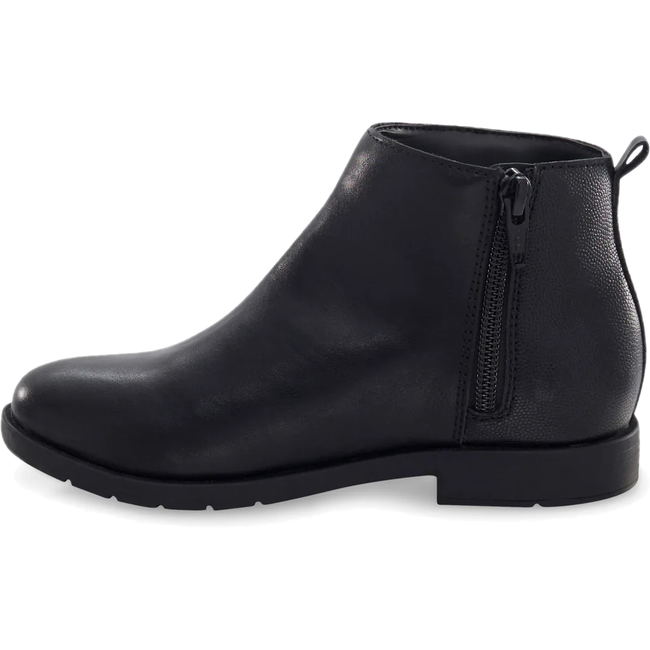 Medial side of Stride Rite Carolyn Ankle Boot for Kids in Black Leather with side zipper