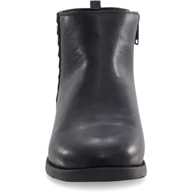 Front of Stride Rite Carolyn Ankle Boot for Kids in Black Leather