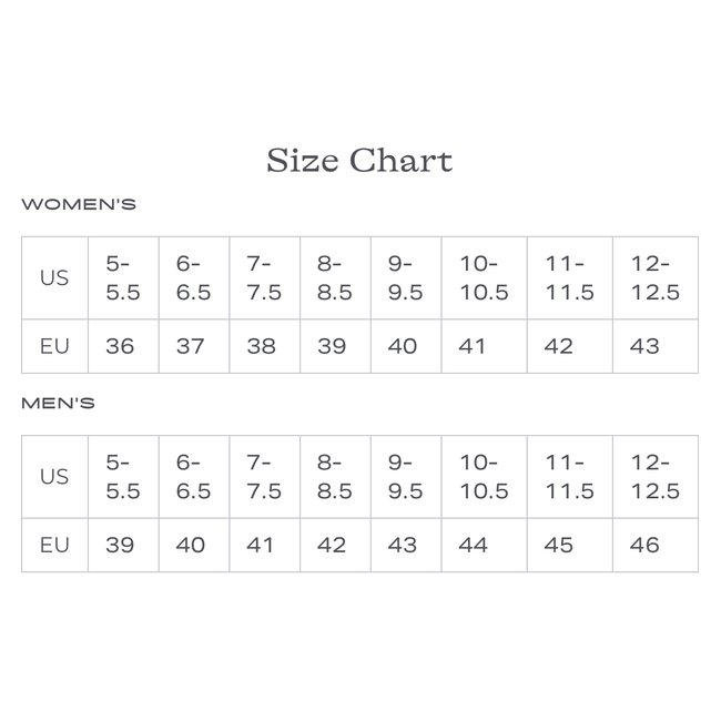Size chart for Taos Women&
