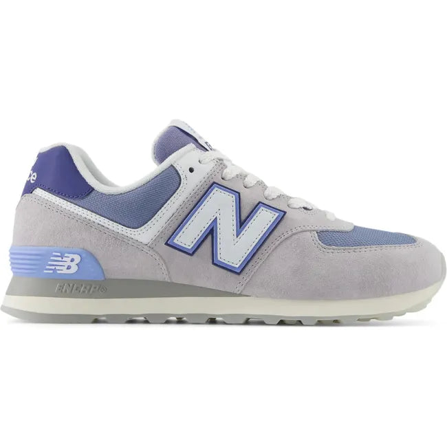 Lateral side of Unisex New Balance 574 Lifestyle Shoe in Pearl Grey and NB White