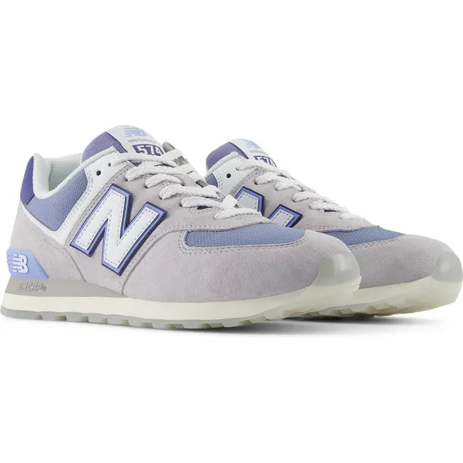 Pair of Unisex New Balance 574 Lifestyle Shoes in Pearl Grey and NB White