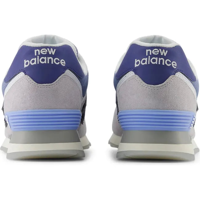 Heels of Unisex New Balance 574 Lifestyle Shoes in Pearl Grey and NB White