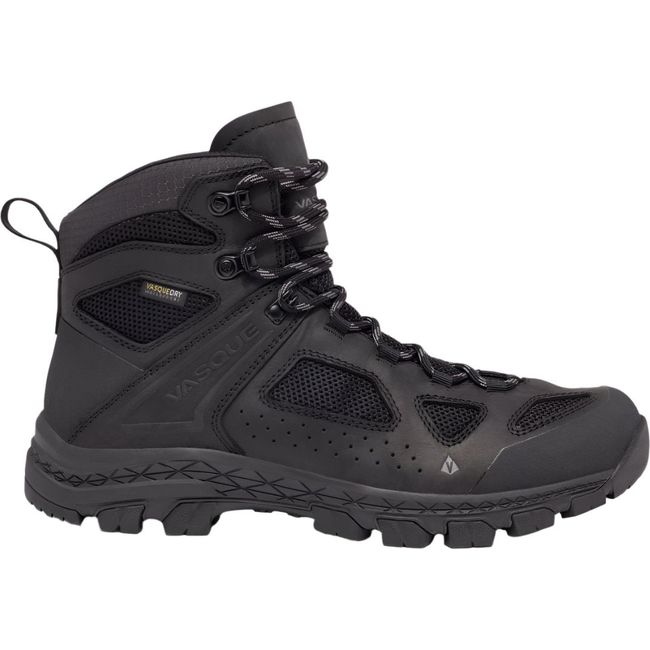 Lateral side of Mens Vasque Breeze Mid Waterproof Hiking Boot in Moonless Night black.