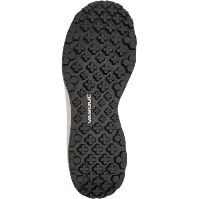 Sole of Mens Vasque Horizon Low Waterproof Hiking Shoe in Silent Storm gray leather with black tread