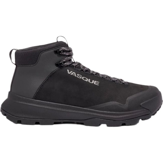 Lateral side of Men&#39;s Vasque Horizon Mid Boot in Moonless Night Black waterproof nubuck leather.