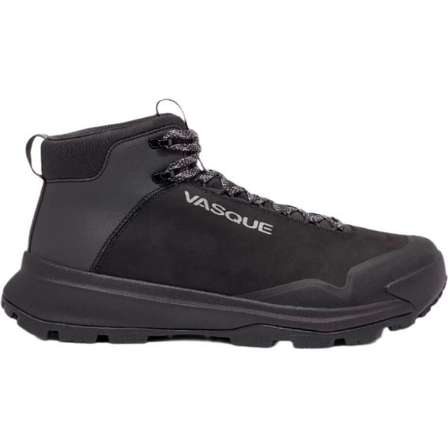 Lateral side of Men's Vasque Horizon Mid Boot in Moonless Night Black waterproof nubuck leather.