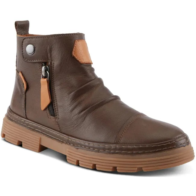 Front angled view of Spring Step Women's Wasser Boot in dark brown leather