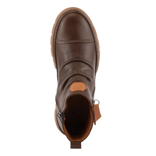 Upper of dark brown leather Spring Step Women's Wasser Boot with side zipper