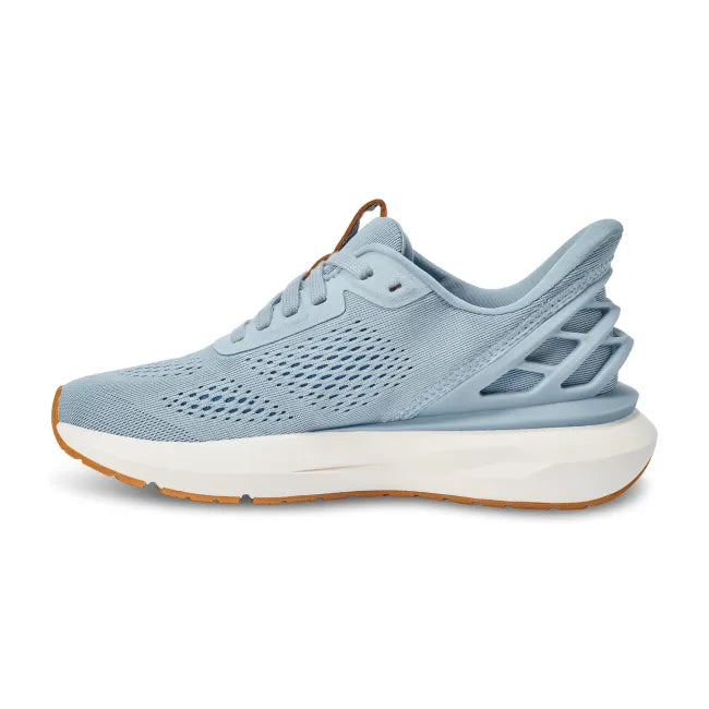 Medial side of Women’s Kizik Athens 2 Sneaker in light blue with easy on HandsFree Step-In tech