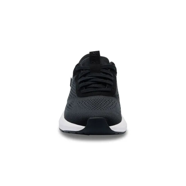 Front of Women’s Kizik Athens 2 Sneaker in black with easy on HandsFree Step-In tech