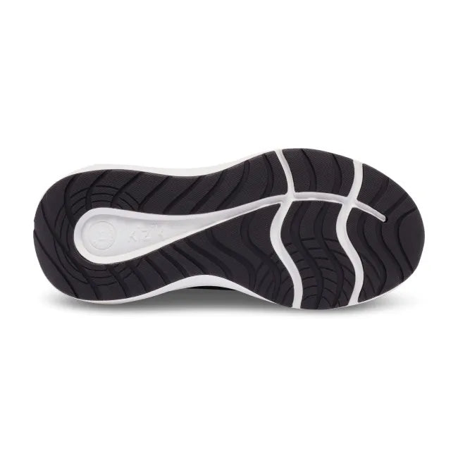 Black tread of Women’s Kizik Athens 2 Sneaker in black upper with white midsole