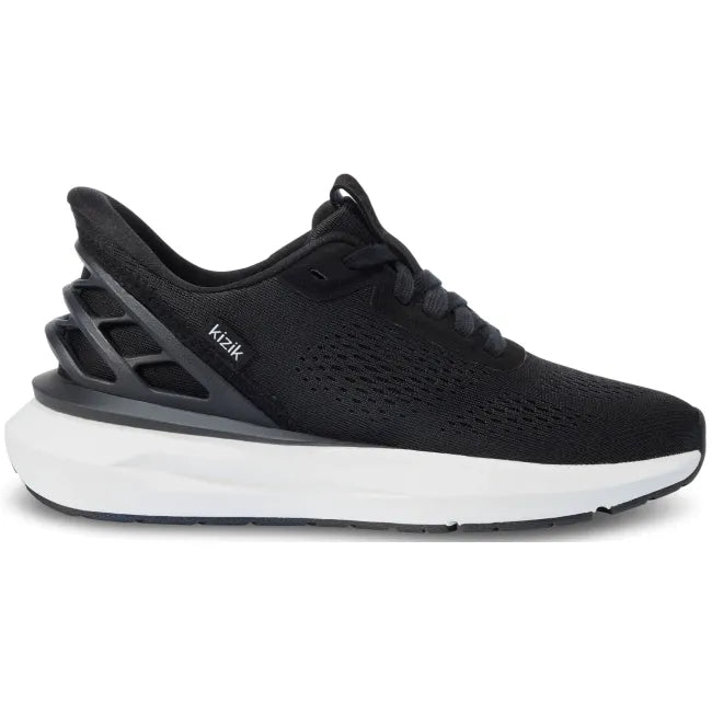 Lateral side of Women’s Kizik Athens 2 Sneaker in black with easy on HandsFree Step-In tech