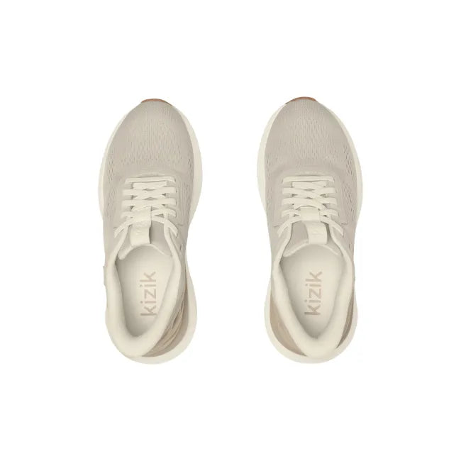 Upper of Women’s Kizik Athens 2 Sneakers in Oatmeal Beige with easy on HandsFree Step-In tech