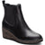 Lateral angled view of Women's Aetrex Dawn Wedge Boot in black leather