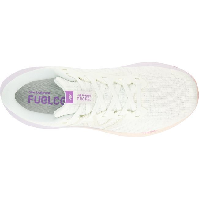 New Balance Women's FuelCell Propel V4 Running Shoe Sea Salt/Purple Fade WFCPRWV4