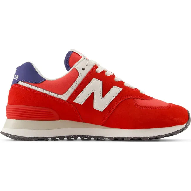 Medial side of New Balance Women's 574 Lifestyle Shoe in True Red