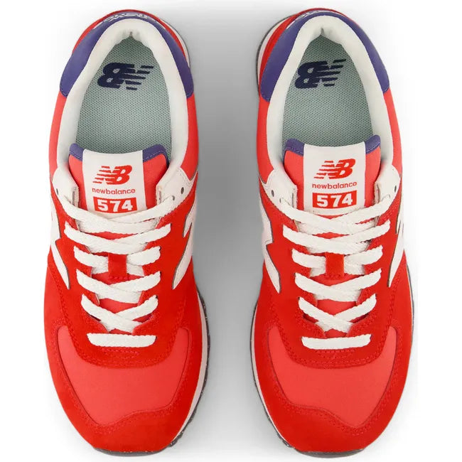 Upper of New Balance Women's 574 Lifestyle Shoes in True Red