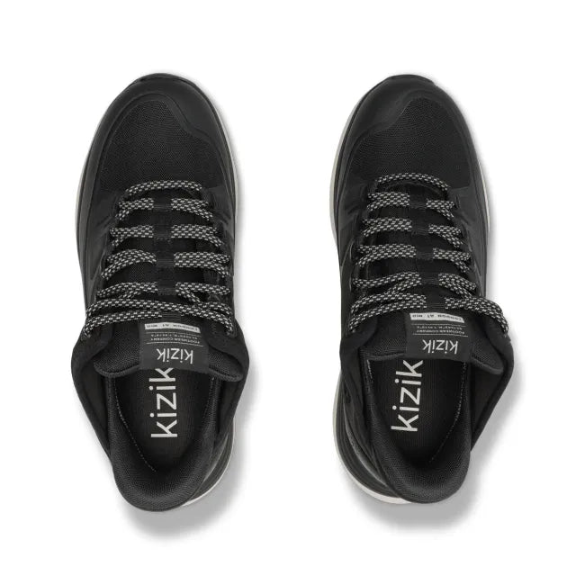 Top of Women’s Kizik London AT Mid Waterproof Boot in black with laces and hands free step in