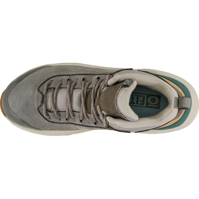 Top down view of Women&#39;s Oboz Cottonwood Mid Waterproof Hiking Boot in drizzle gray