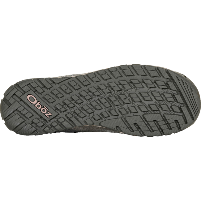 Sole of Women&#39;s Oboz Emma Low Casual Shoe with gray semi rugged tread