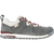 Lateral side of Women's Oboz Emma Low Casual Shoe in gray nubuck with red accents