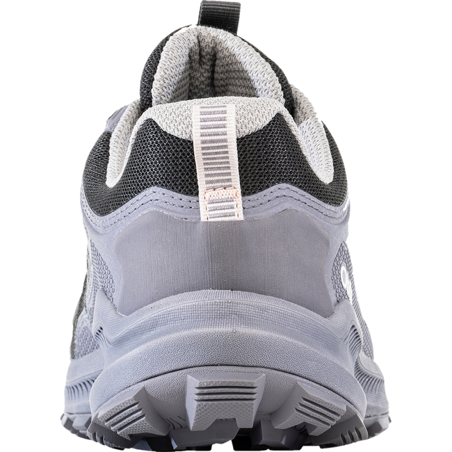 Heel of Women&#39;s Oboz Katabatic Low Hiking Shoe in dark mineral gray and purple