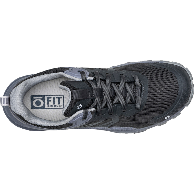 Top down view of Women&#39;s Oboz Katabatic Low Hiking Shoe in dark mineral gray and purple