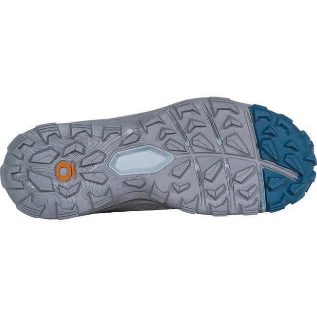Sole of Women&#39;s Oboz Katabatic Low Hiking Shoe with skylight blue and beige tread