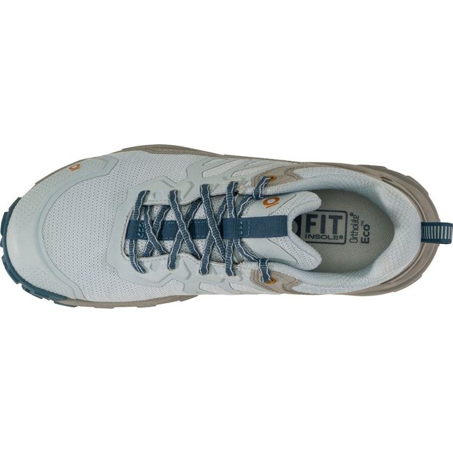 Top-down view of Women&#39;s Oboz Katabatic Low Hiking Shoe in skylight blue and beige