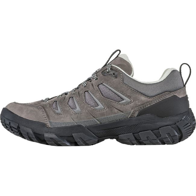 Medial side of Women's Oboz Sawtooth X Low Waterproof Hiking Shoe in hazy gray leather