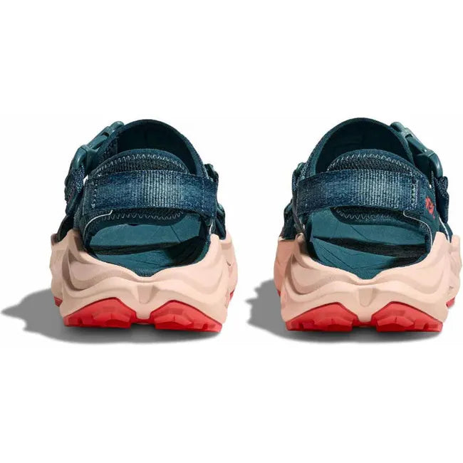 Heel of Women's Hoka Infini Hike TC Hiking Sandals in Blue Twilight Grapefruit with blackstraps