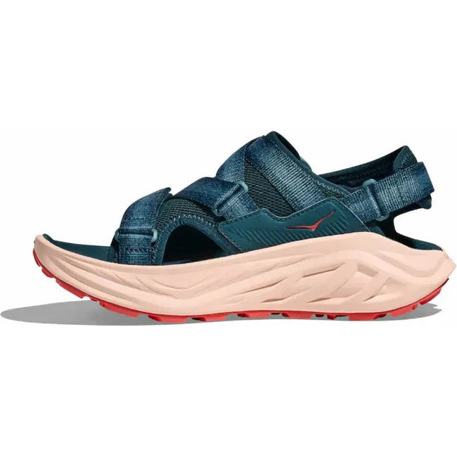 Medial side of Women's Hoka Infini Hike TC Hiking Sandal in Blue Twilight Grapefruit