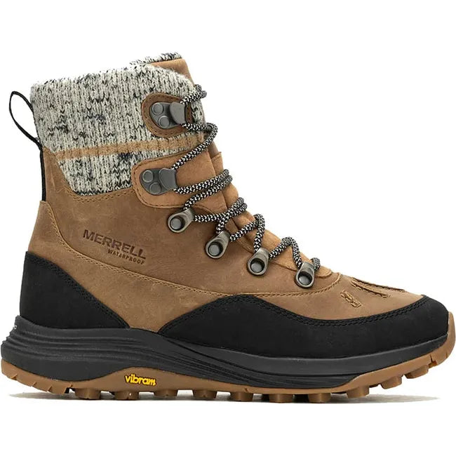 Lateral side of Women's Merrell Siren 4 Thermo Mid Zip Waterproof Boot in tobacco brown