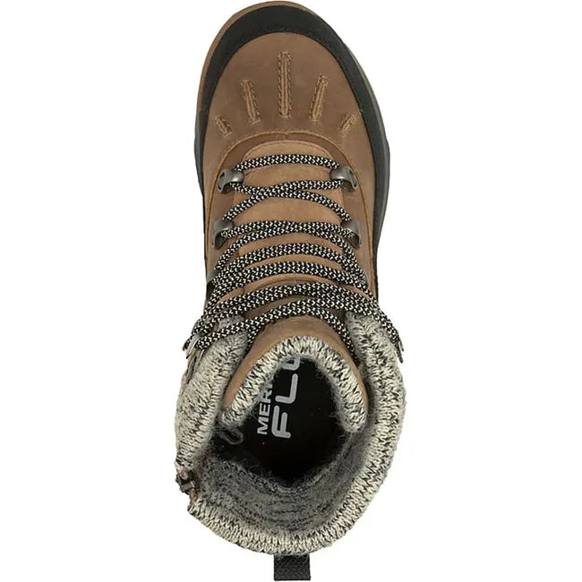 Top down view of Women&#39;s Merrell Siren 4 Thermo Mid Zip Waterproof Boot in tobacco brown