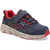 Front angled view of Saucony Kids Wind Shield A/C Sneaker in navy mesh with red accents