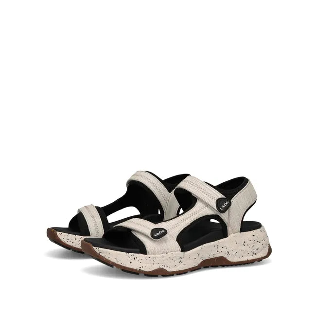 Pair of Women's Taos Super Side Sandal in Ice Emboss with velcro straps