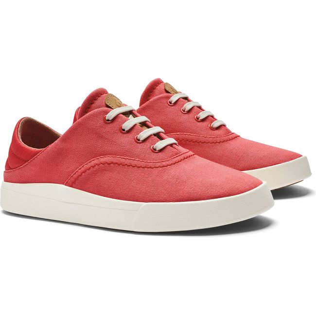 Pair of Women's Olukai Kohu Sneakers in Lehua Flower Pink canvas