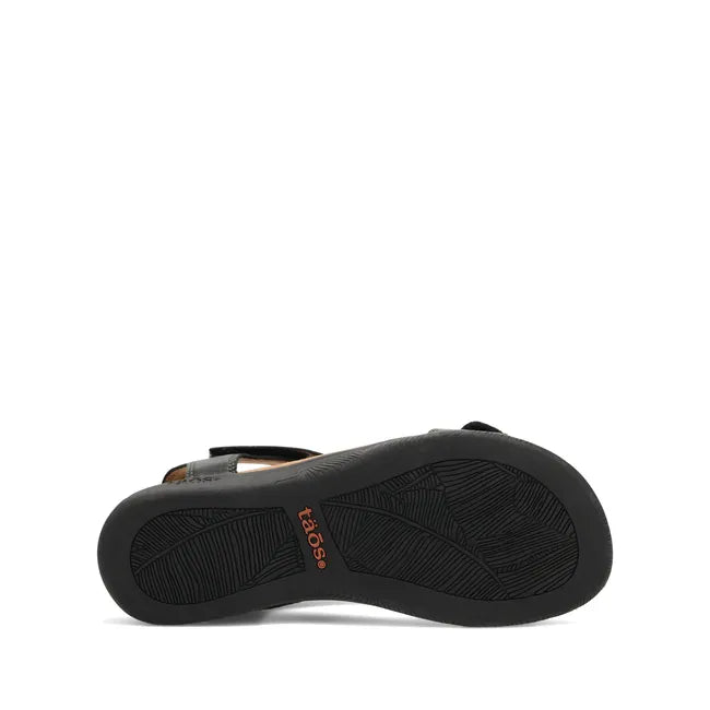Sole of Women's Taos The Show Sandal in black leather